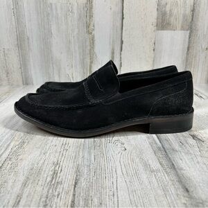Kenneth Cole New York Black Leather Slip On Flat Loafers #1382